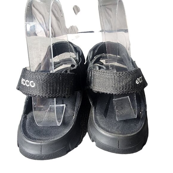 ECCO Sandals Genuine Leather Adjustable Comfortable Black Big Kids 3.5 US - Picture 5 of 11